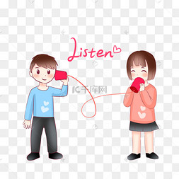 卡通风正在对话的母子女孩听声音手势观众听众观看节目校园暴力霸凌后