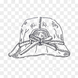 手绘黑白线条渔夫帽