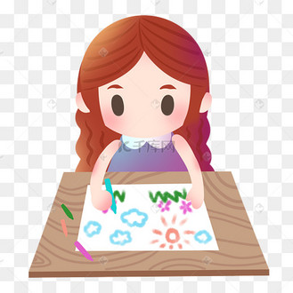 画画的小女孩插画