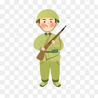 手绘拿枪士兵