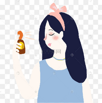 喷香水的美女