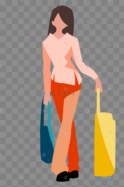 卡通职场女孩出差