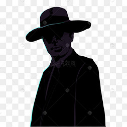 下载 png下载ai神秘黑衣人背影戴帽子下载 png下载psd戴帽子的绅士免