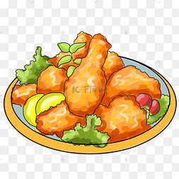 插画手绘炸鸡块图
