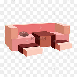 手绘双人2.5d沙发