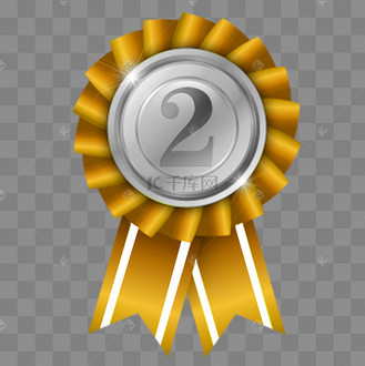 银牌银色第二名奖牌psd透明底
