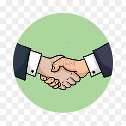 手绘商务握手png免扣素材手绘卡通项目团队合作场景手绘商务握手png免