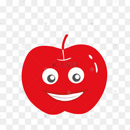 红色卡通拟人苹果png