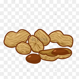 卡通手绘剥开的花生png免抠素材