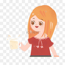 拿杯子的卡通女孩