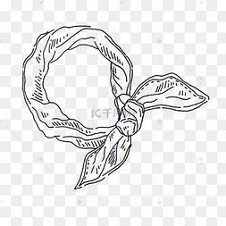 手绘黑白线条丝巾蝴蝶结