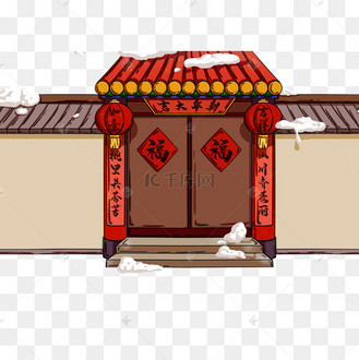 彩色春节门口