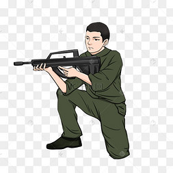 持枪特警军人事故现场执法警察插画出拳的小特警手持机枪的小特警警察