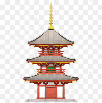 手绘中国风佛教佛塔