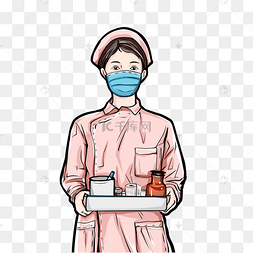 戴口罩的护士商用下载 png下载psd手绘卡通漂亮桌椅商用下载 png下载