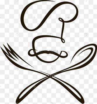卡通黑色线条厨师刀叉