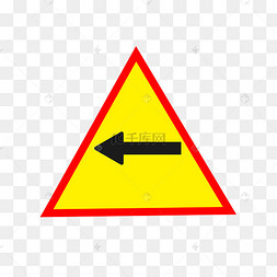 卡通向左行驶警示牌