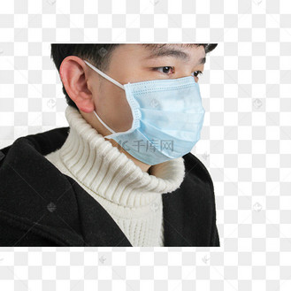 戴口罩的人侧面