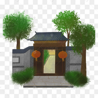 古代建筑四合院民居大门png