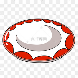 手绘红色盘子插画