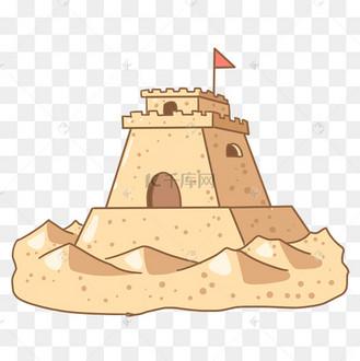 卡通沙滩城堡插画