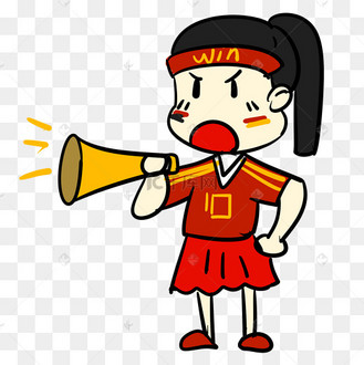 小女孩拿碰上喇叭在喊