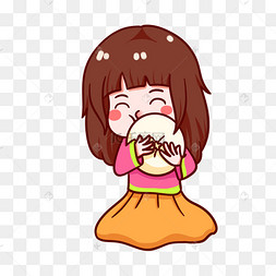 吃货大包子开心贪吃下载 png下载psd吃雪糕小女孩卡通人物下载 png