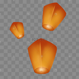 手绘新年孔明灯插画中元节