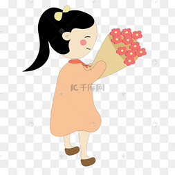拿着花朵卡通