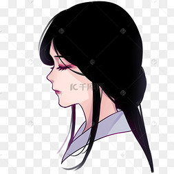 黑色头发女孩侧脸