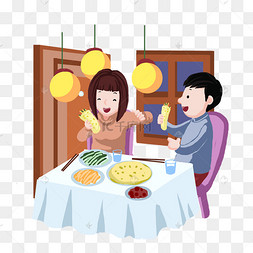 立春吃春卷的小女孩