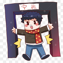 安检人员卡通