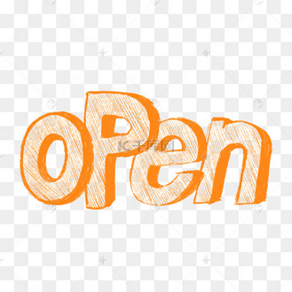 橘色涂鸦open字体png