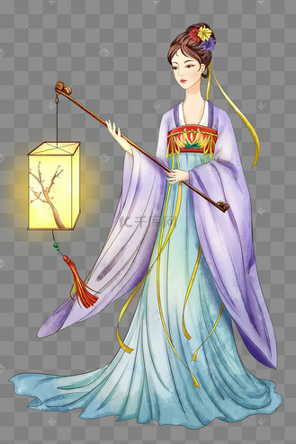 古代提灯笼美女元宵