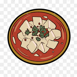 白色麻婆豆腐插画