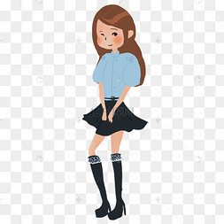 穿裙子的卡通女孩