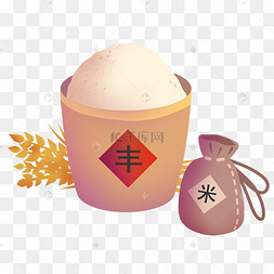 手绘粮食米缸插画