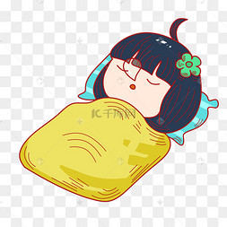 睡觉的小女孩插画