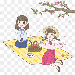 姐妹踏青赏花png
