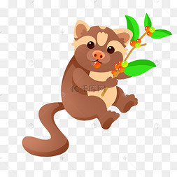 狸卡通动物设计果子狸动物手绘动物果子狸边框果子狸水墨画png免抠