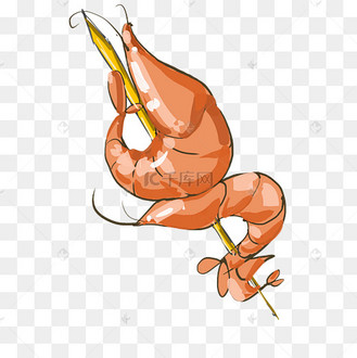 烤虾海鲜美食插画