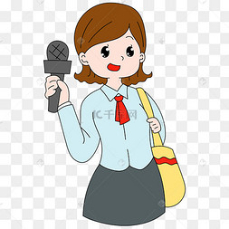 记者开学季漫画女孩插画秋季在窗户冥想的女生卡通形象插画手绘可爱
