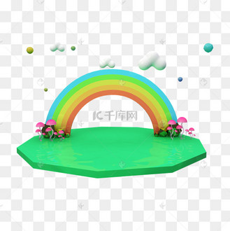 c4d立体彩虹电商促销活动海报背景装饰