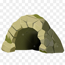 墨绿色石洞洞穴手绘蓝色深海鱼插画卡通潜水员图标快乐的鲨鱼卡通蓝色