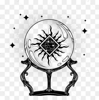 神秘复古菱形放射状星星占卜水晶球黑色线条装饰