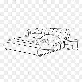 线描双人床手绘插画