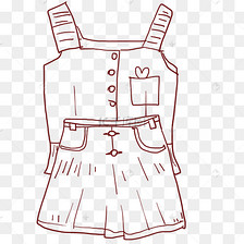 手绘线描背带裙