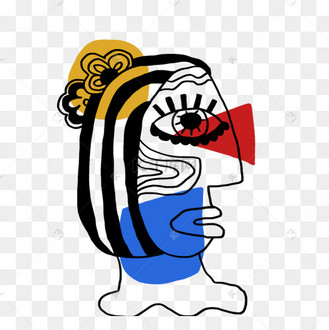 花朵组合抽象人物时尚彩色线条几何插画装饰画