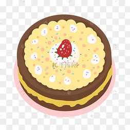 卡通生日蛋糕插画彩色生日蛋糕蜡烛圆形徽章美味蛋糕甜点食物手绘元素