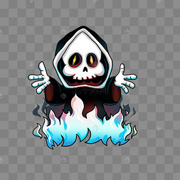 卡通骷髅蓝色鬼火